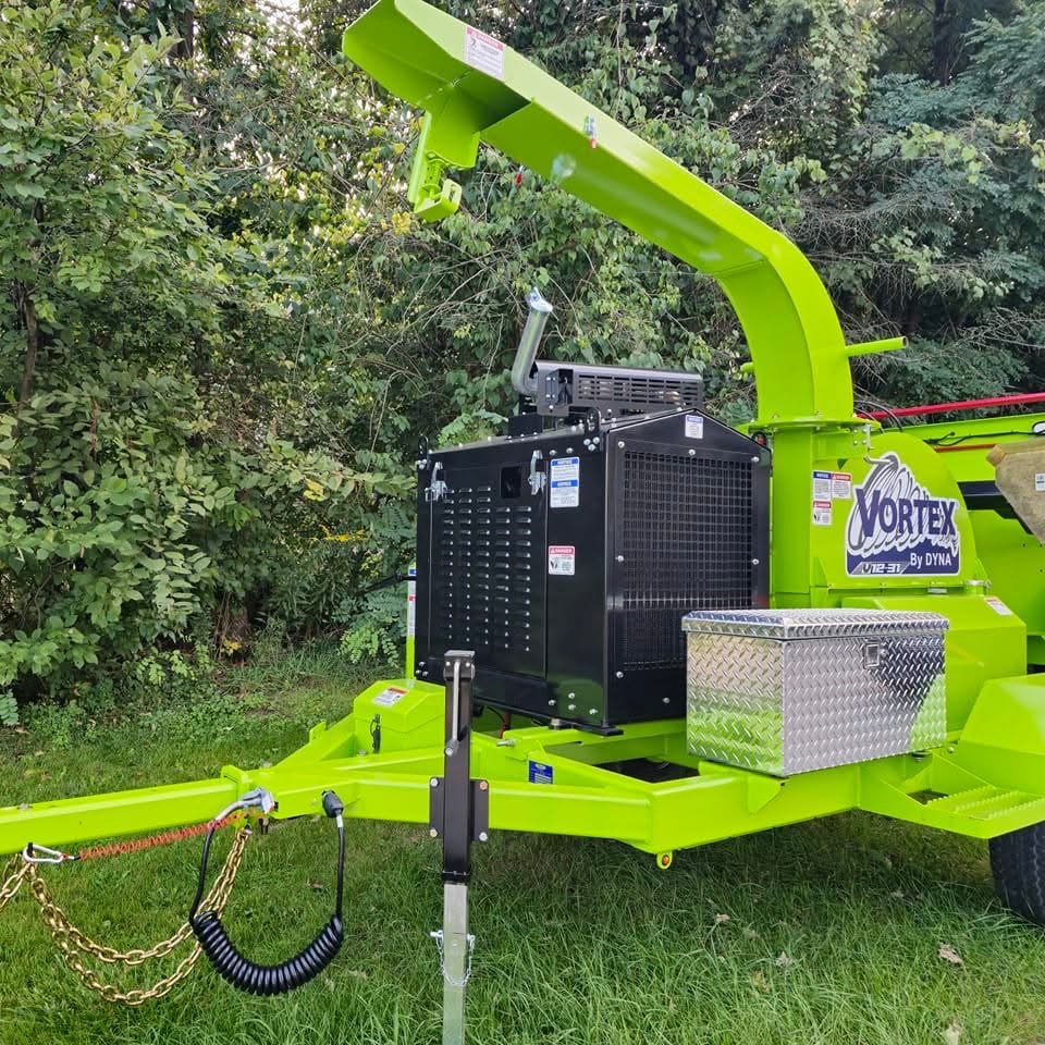 Covenant Rentals green Vortex 12-inch wood chipper